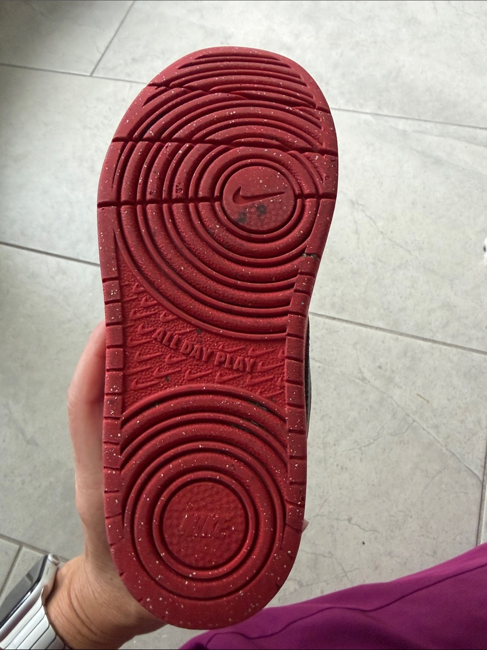 Nike Kids Red and Black High-Top Sneakers with Velcro Strap - Picture 3 of 4